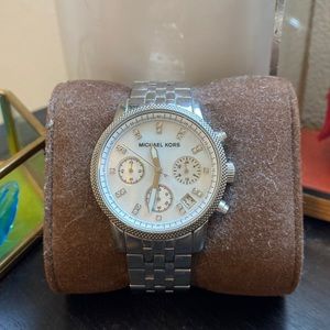 Michael Kors Women’s Mother of Pearl Chronograph Stainless Steel Watch